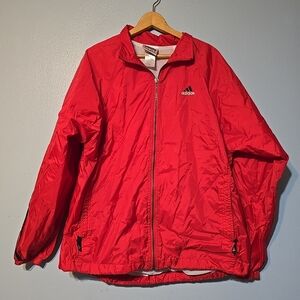 Adidas Red Windbreaker Jacket Mens Size Medium Red Full Zip